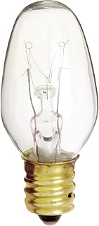 Satco S3791 120V 2/Card Candelabra Base 7-Watt 7C7 Night Light Bulb, Clear