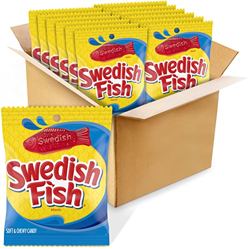 Swedish Fish 2 Flavors in 1 - Mixed Fruit / 5 Ounce (Pack of 12) / Red Gummy Candy