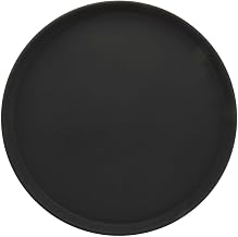 HUBERT Round Serving Tray Nonskid Black Polypropylene - 14" Dia x 1" H