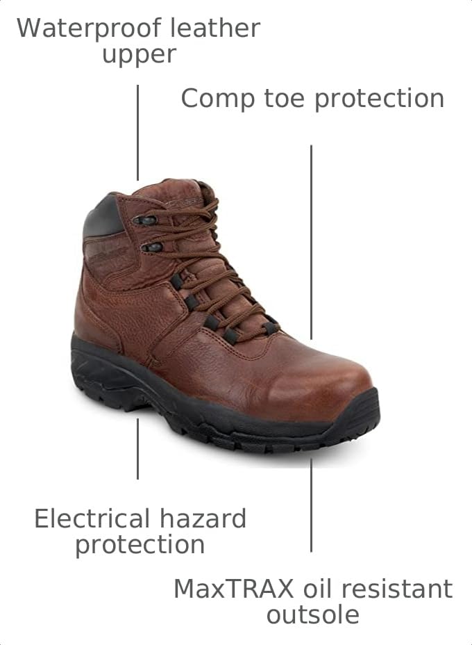 Mens 6 Brown MaxTRAX Comp Toe Waterproof SRO Boot 10.5 M by SR Max – 10.5, Leather, Brown, Model Denali