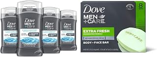 Dove Men+Care Deodorant 48-hour Odor Protection Clean Comfort Deodorant & Dove Men+Care 3 in 1 Bar Cleanser More Moisturizing Than Bar Soap 3.75 Ounce