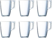 Luminarc New Set of 6 Breakfast Mugs Glass Coffee Mugs for Microwave 32cl, Black