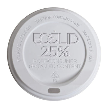 Eco-Products Eco-Lid 25% Recycled Content Hot Cup Lid, Fits 10-20oz Cups, 1000/Carton