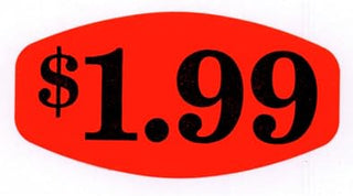 Price Labels $1.99 Price Label Red with Black Imprint - 1 3/8 L x 7/8 H 1000 Per Roll
