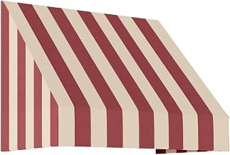 AWNTECH 3.375 Ft New Yorker Rigid Valance Style Door/Window Awning Fixed Outdoor Canopy 40.5 Inch W x 56 Inch H x 48 Inch Proj, Burgundy and Tan Stripe