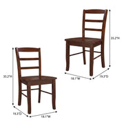 Solid Wood Dining Chair with Ladderback Design by Furnifact – Wood, Espresso, Pack of 2