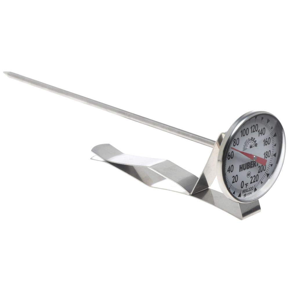 Stainless Steel Large Dial Pocket Thermometer with Black ABS Sheath - 5 1/2"L Stem by HUBERT – Polycarbonate, Black, Model IRXL220-HUBERT