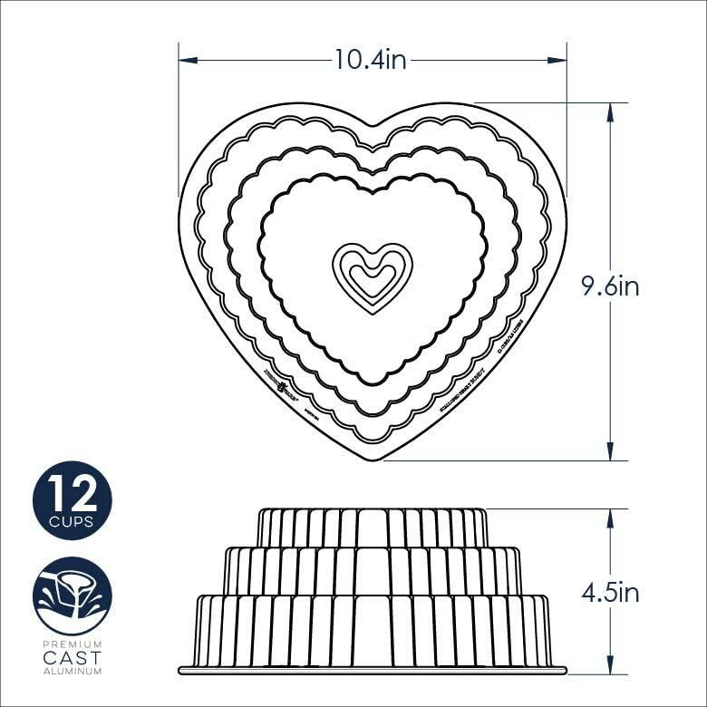 Nordic Ware Tiered Heart Bundt / 12 Cup / Toffee Bundt Pans