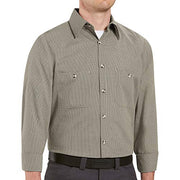Red Kap Large Tall / Khaki/Black Check / Micro-check Uniform Shirt, Regular Fit, Long Sleeve Tops