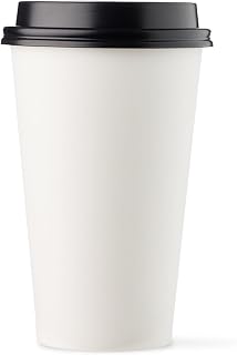 [1000 SET]HARVEST PACK 16 oz White Single Wall Disposable Paper Cups with Black Lids, Hot Drinks Water Coffee Tea Cocoa Cafe Cappuccino Espresso Latte Chocolate