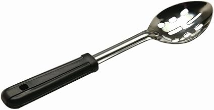 HUBERT Slotted Serving Spoon Stainless Steel with Black Comfort Grip Handle - 11"L