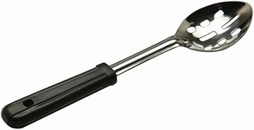 HUBERT Slotted Serving Spoon Stainless Steel with Black Comfort Grip Handle - 11"L