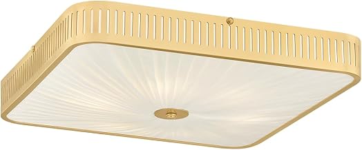 Hudson Valley Lighting Henri 6-Light Semi-Flush Mount | Aged Brass Ceiling Fixture with Pleated Ivory Silk Shade | Sculptural Modern Flush Mount Light for Living Room or Entryway | AH4706-AGB