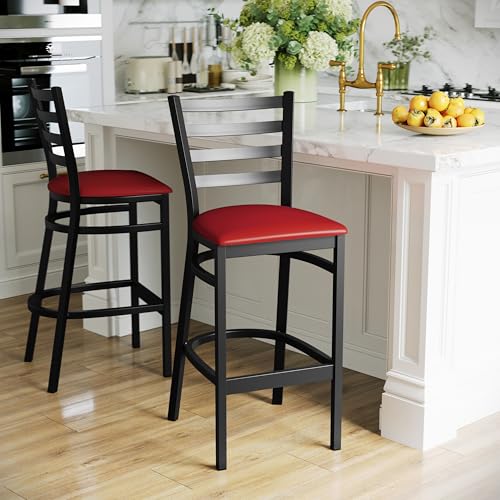 Flash Furniture Red Vinyl Seat/Black Metal Frame / Set of 1 / Traditional Barstools