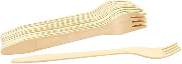 TableCraft BAMDF65 Cash & Carry Disposable Fork, Pine Wood Utensils, Natural Finish, Pack of 25, Lightweight and Single-Use for Convenient Dining Solutions