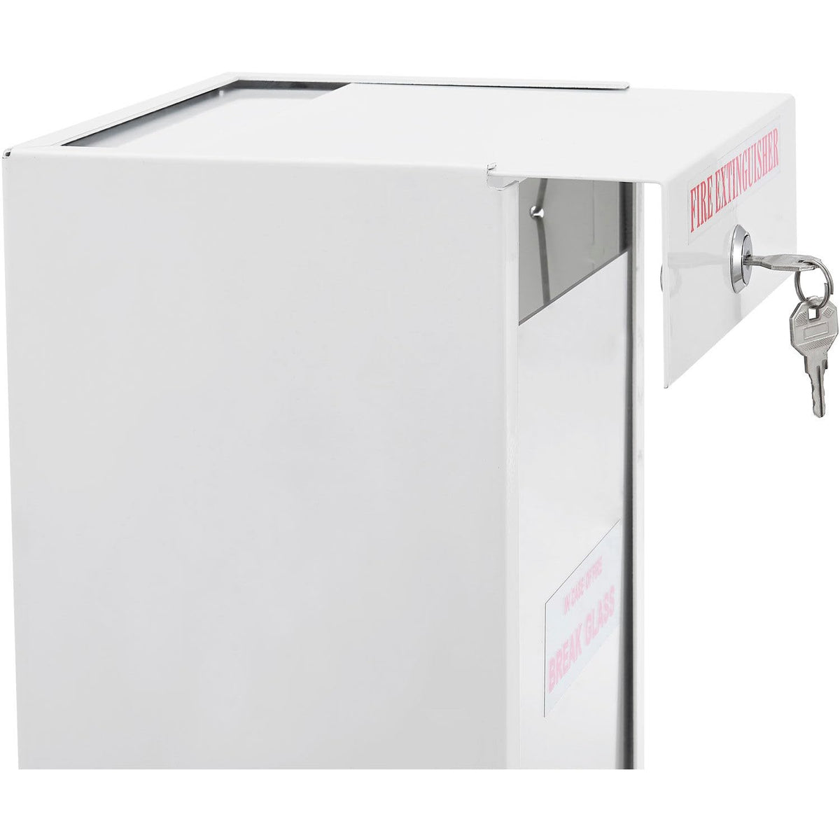 Lockable Steel Fire Extinguisher Cabinet with Breakable by Global Industrial – Steel, White, Model 670600