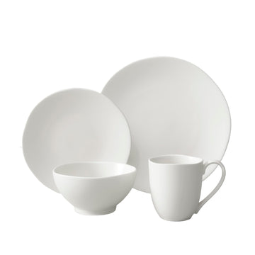 Heirloom Stoneware 16 Piece Dinnerware Set by Fortessa – Service for 4, Stoneware, Linen, Pack of 16, Model STN.8000.4.DSET