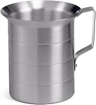 TableCraft 434 Aluminum Measuring Cup, Graduated 2 Quart Capacity, Commercial Grade for Liquids and Dry Ingredients, Notched Increments, Dishwasher Safe, 7-Inch Tall, Silver