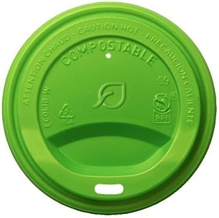 Vegware 89-Series Compostable Coffee Cup Lids, Case of 800, Fits all 89-Series Cups, Veridian Green Hot Cup Flat Lids, Plant Based CPLA Plastic, Disposable