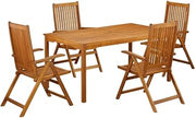 Oil-Finish Wooden Patio Set - Dining Table with Wooden Chairs, Durable Construction for Outdoor Dining and Garden Relaxation