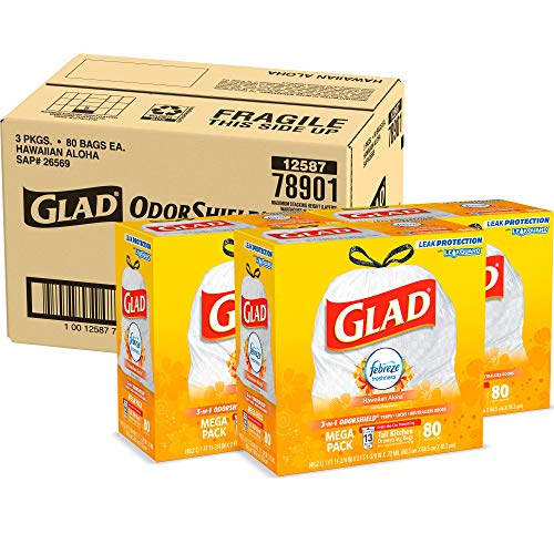 Glad White / 80 Count (Pack of 3) / Hawaiian Aloha Trash Bags