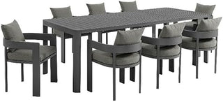 Modway Tahoe Aluminum 9-Piece Patio Dining Set in Gray Charcoal