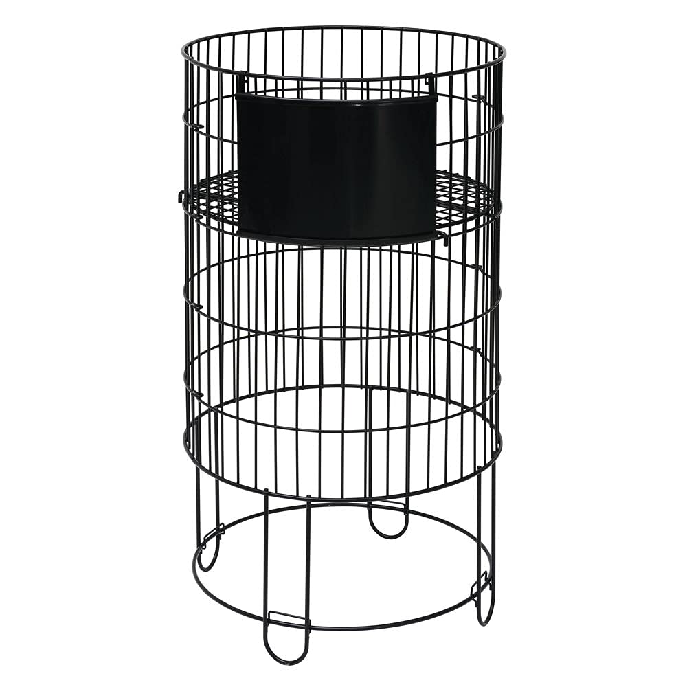 Round Black Wire Collapsible Dump Bin - 18"D x 32"H by HUBERT – Metal, Black, Model HEN-1916650