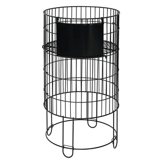 Round Black Wire Collapsible Dump Bin - 18"D x 32"H by HUBERT – Metal, Black, Model HEN-1916650