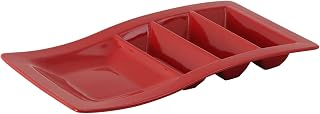 Tuxton China GZQ-800 Taco Plate, 14-5/8" x 8-5/8" x 1-5/8"H, Rectangular, Stackable, Microwave and Dishwasher Safe, Oven Proof, Fully Vitrified, Ceramic, TuxTrendz, Specialty Items, Cayenne