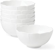 Lenox Studio 1414 Scallop All-Purpose Bowls Set For 6 | Dinnerware Bowl | Bone China | Microwave Safe | Dishwasher Safe | White | Use as Pasta, Salad, Soup, Cereal or Ramen Bowl