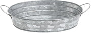 HUBERT Galvanized Metal Serving Tray Oval - 11 1/4"L x 6 3/4"W x 2"H