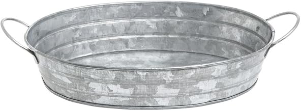 HUBERT Galvanized Metal Serving Tray Oval - 11 1/4"L x 6 3/4"W x 2"H