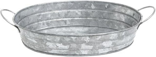 HUBERT Galvanized Metal Serving Tray Oval - 11 1/4"L x 6 3/4"W x 2"H