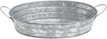 HUBERT Galvanized Metal Serving Tray Oval - 11 1/4"L x 6 3/4"W x 2"H