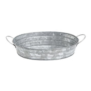 Galvanized Metal Serving Tray Oval - 11 1/4"L x 6 3/4"W x 2"H by HUBERT – Metal, Silver, Model DS-36954A