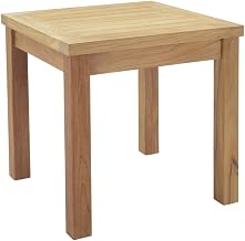 Brown Outdoor Patio Teak Side Table, 19.5-Inch Square, Lightweight 22 Lbs, Durable Wood, Stylish Outdoor Furniture for Garden, Porch