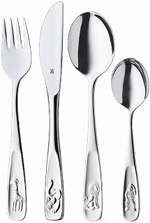 WMF Animals Children's Cutlery, 4-Piece, from 3 Years, Cromargan Polished Stainless Steel, Dishwasher-Safe in a Gift Box with General Illustration