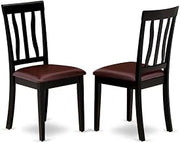 Furnifact Faux Leather-Upholstered Wooden Dining Chairs Set of 2, Traditional Kitchen and Dining Room Chairs with High Back