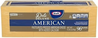 Kraft American Sliced Cheese, 5 Pound, 4 per Case, 96 Slices per Pack, Made from Pasteurized Milk, Trans Fat Free