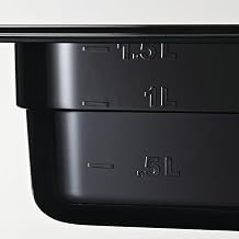 HUBERT Fourth-Size Polycarbonate Cold Food Pan, Black - 10 3/7" L x 6 15/16" W x 2 1/2" D