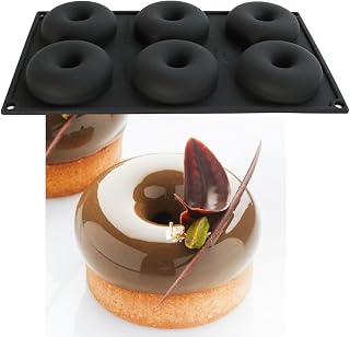 Martellato 30SIL503 Donuts Silicone Baking Mold Freezing Mould with 6 Doughnut Cavities 3.0 Inch Diameter x 1.0 Inch High