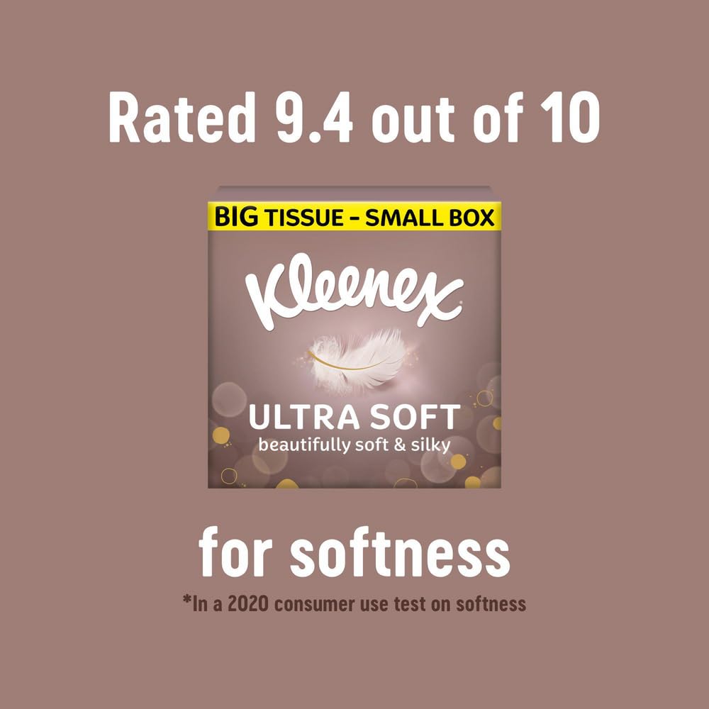 Ultra Soft Extra Large Box Tissue 180g by Kleenex – 1 Count (Pack of 1), Silk, white, Model 2087716.0