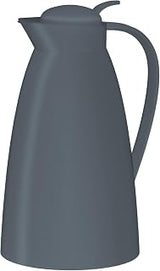 Alfi Eco Insulated Jug 1.00 L 12 Hours Hot Tempered Glass Insert Storm Grey | Thermos Flask for Coffee & Tea, Push Button for One Hand Operation, Drip Protection, 24 Hours Cold, Plastic Body, Dark Grey