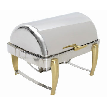 9 1/2 Qt Roll Top Chafer - 24 4/5"L x 19"W x 17 3/4"H by HUBERT – 9.5, Stainless Steel, Stainless and Gold