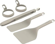 Cuisinart 5-Piece Nylon Griddle Tool Set with Spatula, Griddle Spatula, Locking Tongs & 2 Silicone Egg Rings, Flat Top Grill Accessories for Electric Grills, Great for BBQ, Tailgating, Camping