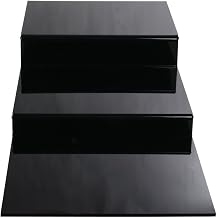 HUBERT Deli Riser 3-Step Gloss Black Acrylic Riser - 12" L x 29 3/4 W x 4 1/4 H