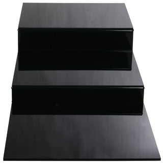Deli Riser 3-Step Gloss Black Acrylic Riser - 12" L x 29 3/4 W x 4 1/4 H by HUBERT – Plastic, Black, Model AR3B