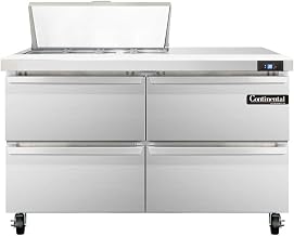 SW48-8C-D Sandwich Unit, 48" W, With 8 Pan Top Openings, Four Drawers & 19" Cutting Board