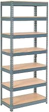Global Industrial Extra Heavy Duty Shelving 36" W x 18" D x 96" H with 7 Shelves, Wood Deck, Gry