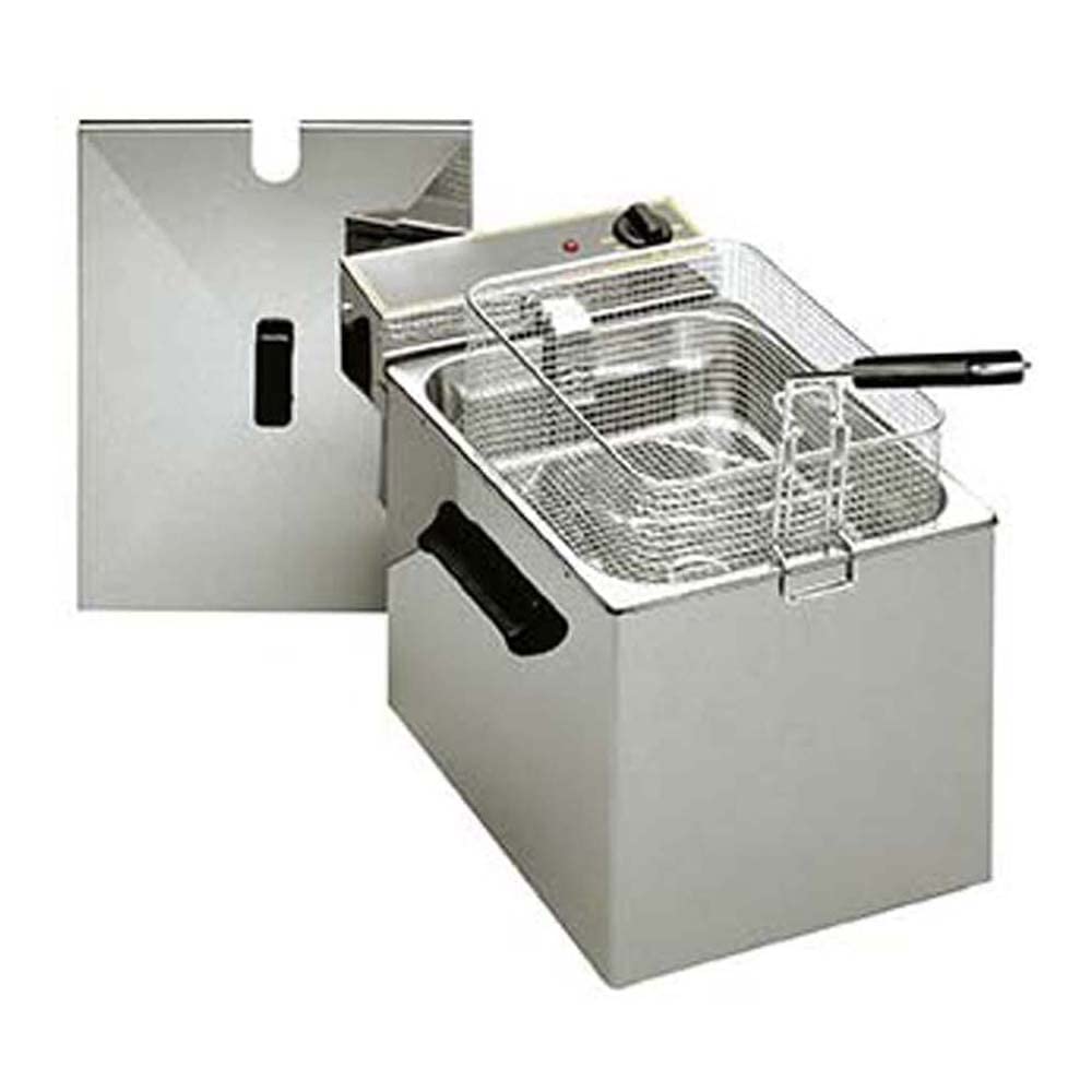 Sodir-Roller Single Electric Grill Fryer with Night Cover by Equipex – Stainless Steel, Silver, Model RF8SP